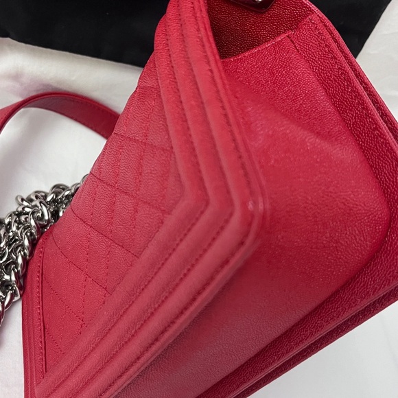 Chanel Small Boy Bag in Red Leather Silver Hardware - Picture 13 of 16